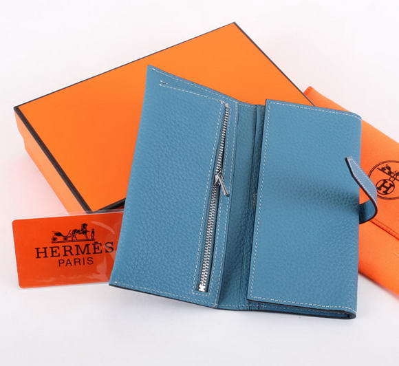 Cheap Fake Hermes Bearn Japonaise Tri-Fold Wallet A308 Blue